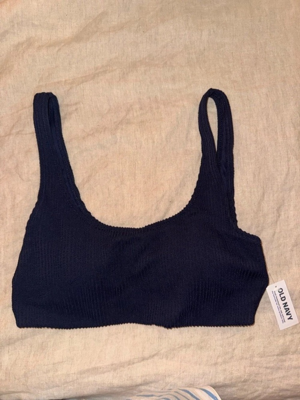 Old Navy Ribbed Scoop-Neck Swim Top Tank Navy Large